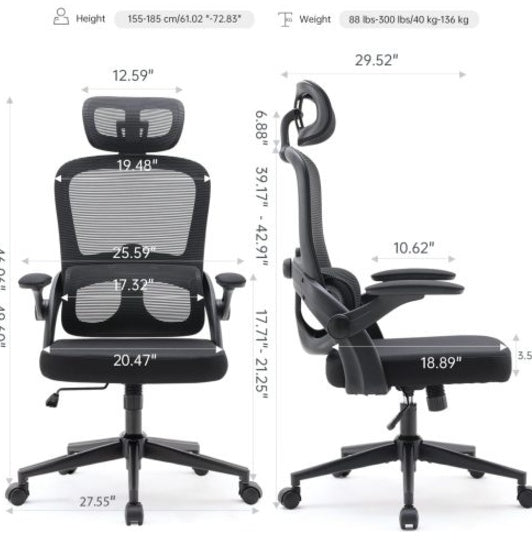 STUDEO Pro Ergonomic Office Chair — High-Back with Headrest & Lumbar