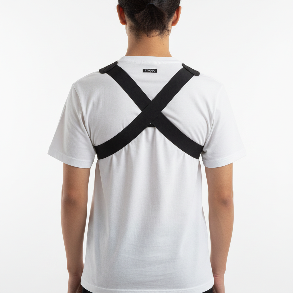 STUDEO Posture Strap worn under shirt